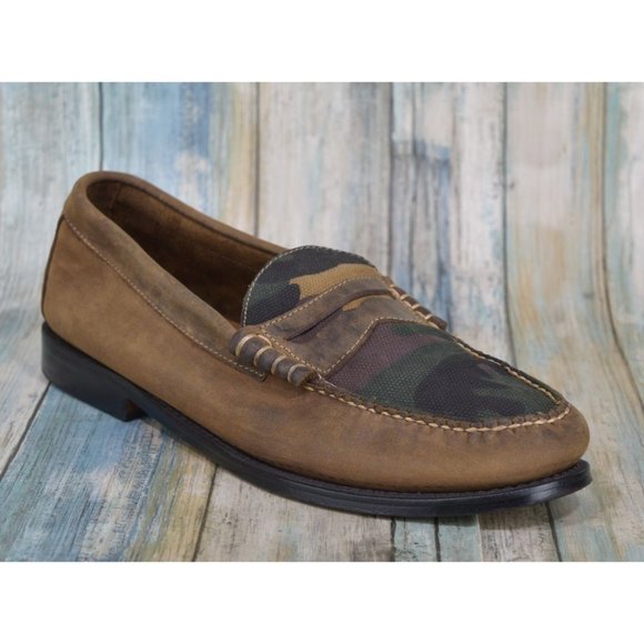 GH Bass Weejuns Camo Penny Loafers Men's Size 12 Leather Slip On Shoes - Picture 2 of 9
